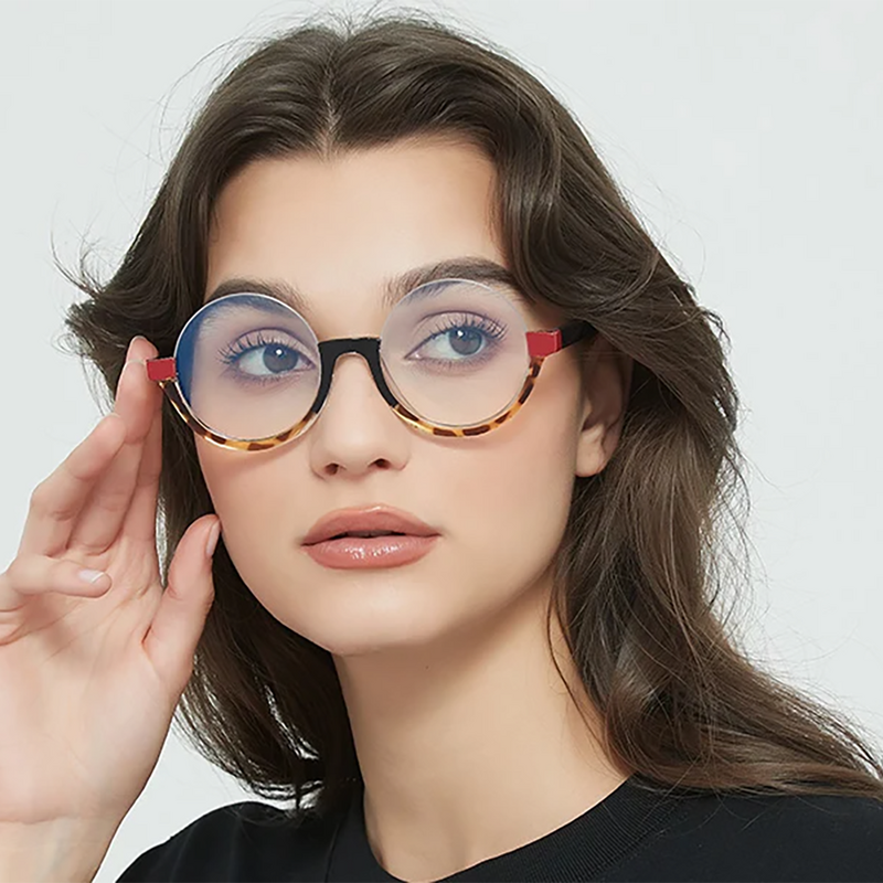 Mildred Round Leopard Glasses