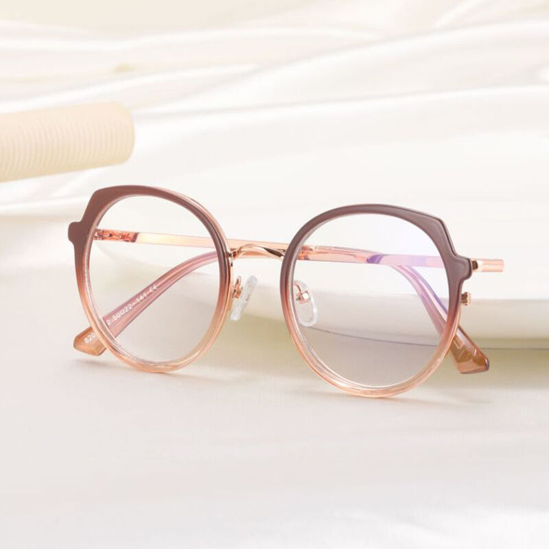 Abelina  Round Gray Pink Glasses