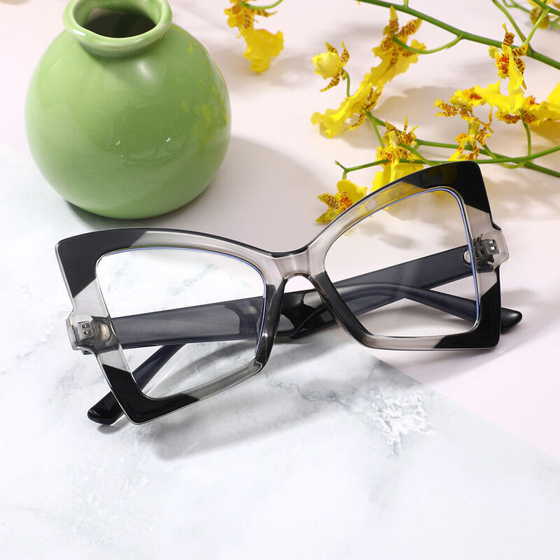 Alvio Cat Eye Black Clear Glasses