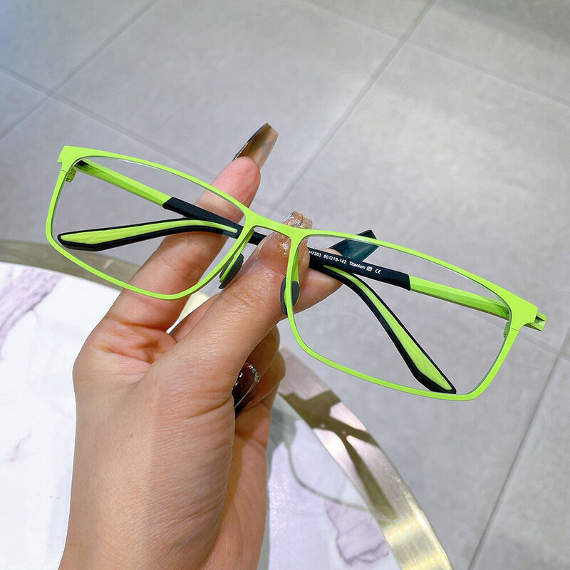 Katharine Rectangle Green Glasses