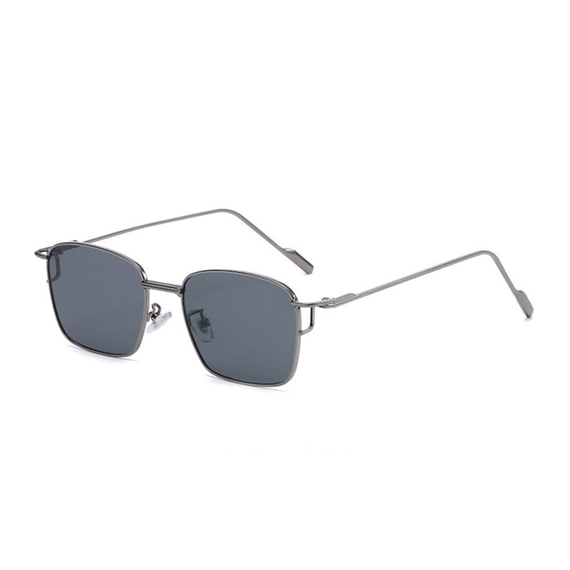Helen Square Silver Black Sunglasses