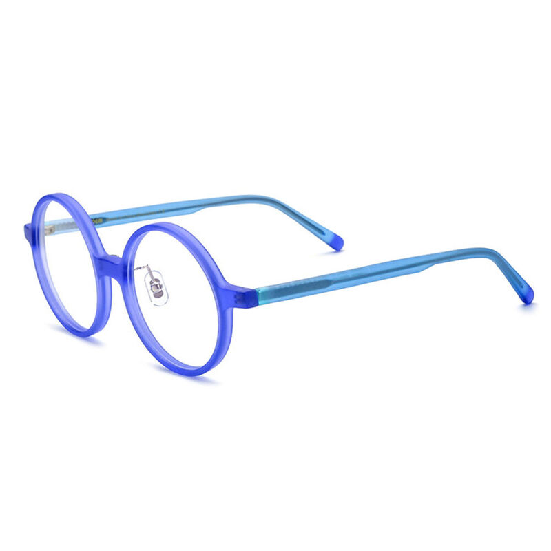 Casiano Round Blue Glasses