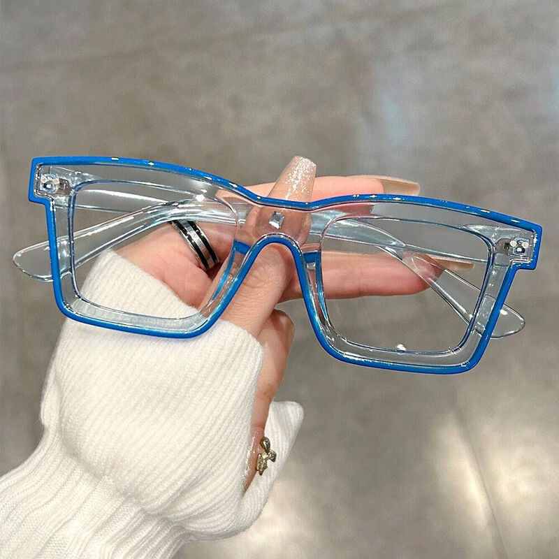 Bronte Square Blue Clear Glasses