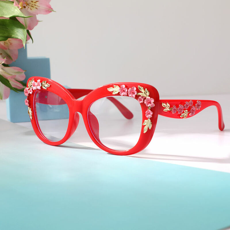 Roneld Cat Eye Red Glasses