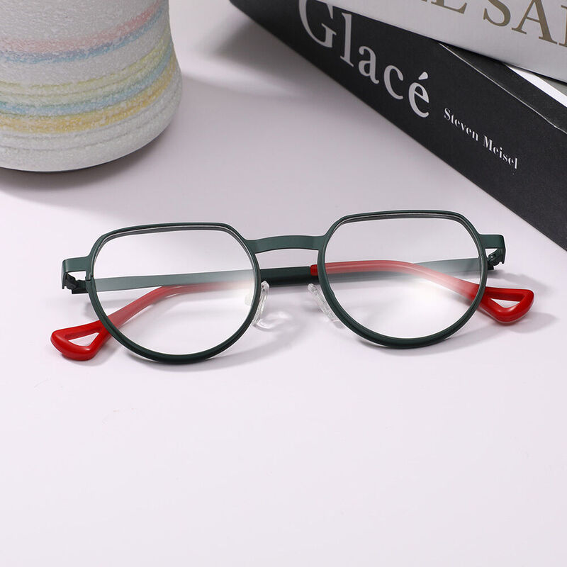 Albec Oval Green Glasses