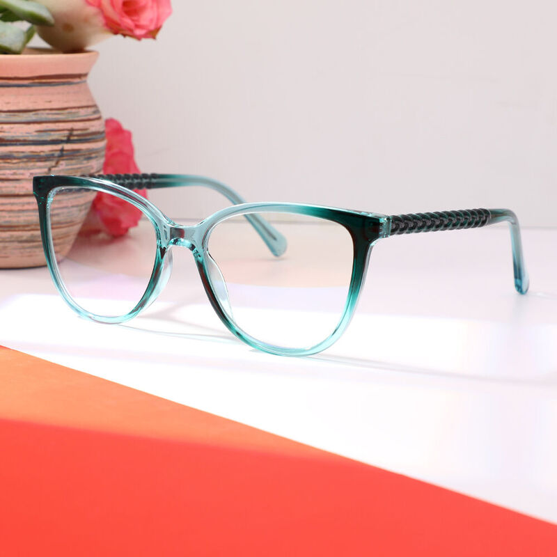 Dequince Cat Eye Green Glasses