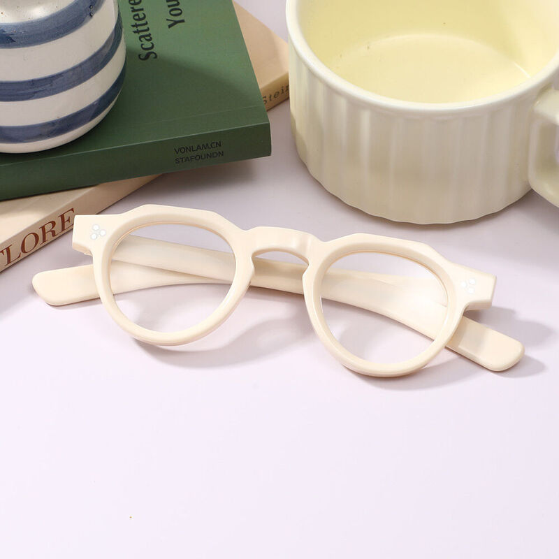 Cedrica Round White Glasses