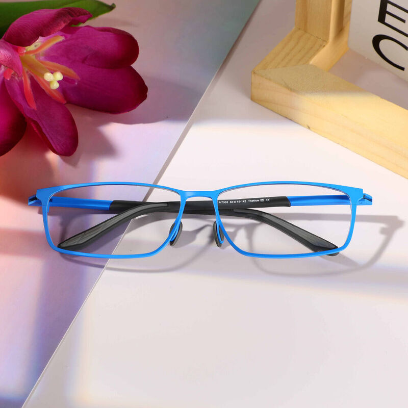 Katharine Rectangle Blue Glasses