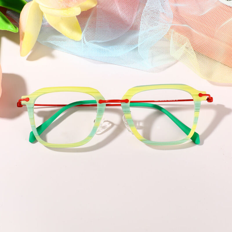 Zechariah Square Green Glasses