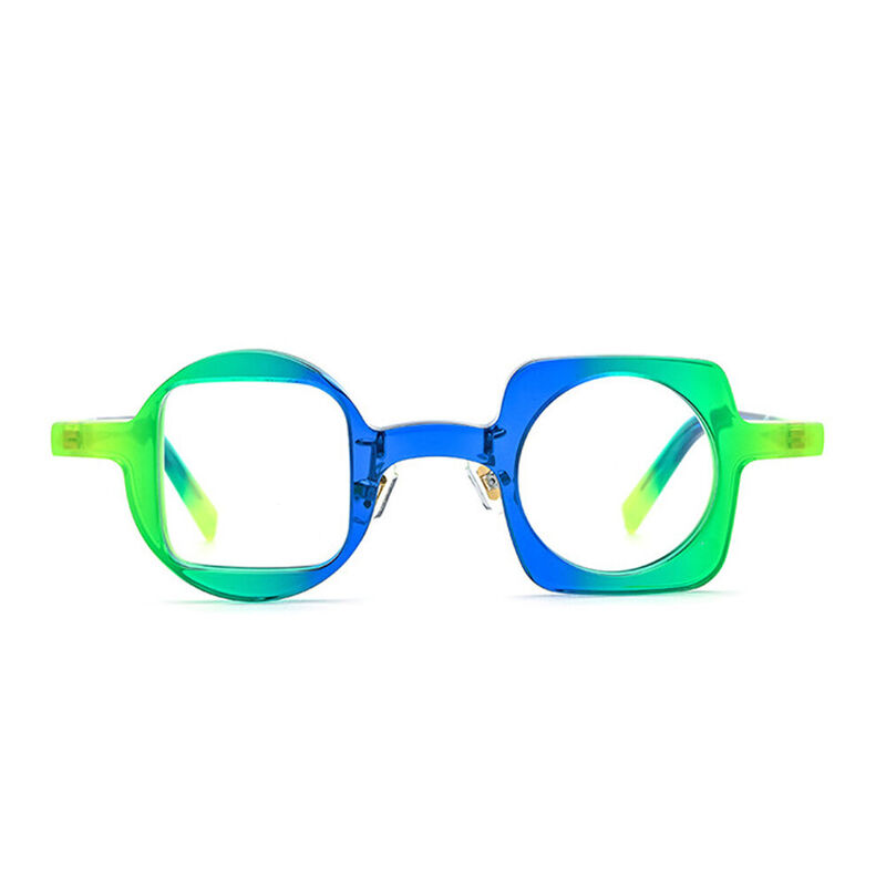 Angell Round Square Green Glasses