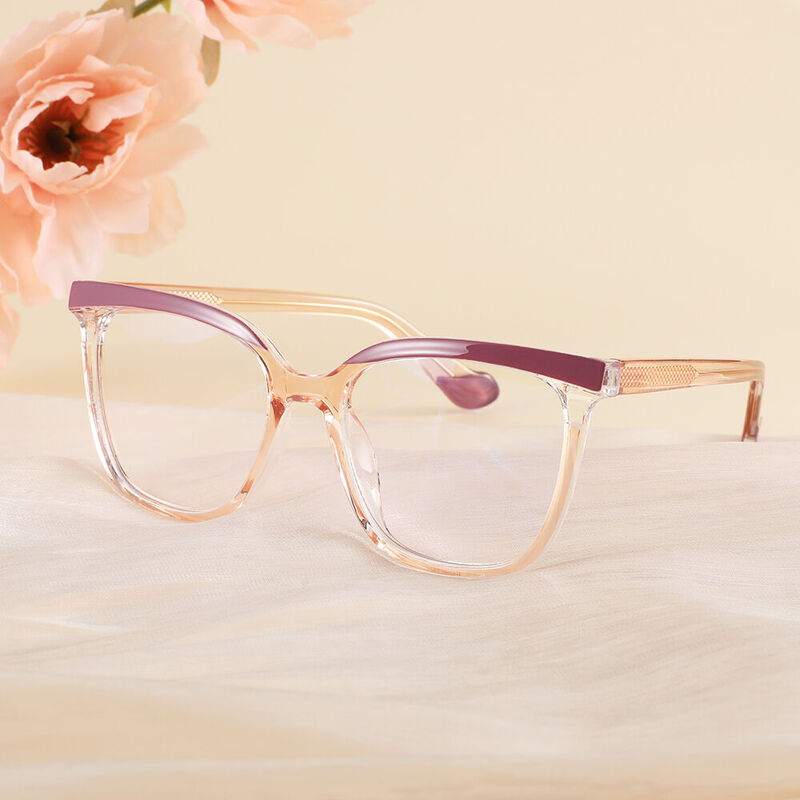 Daly Square Pink Clear Glasses