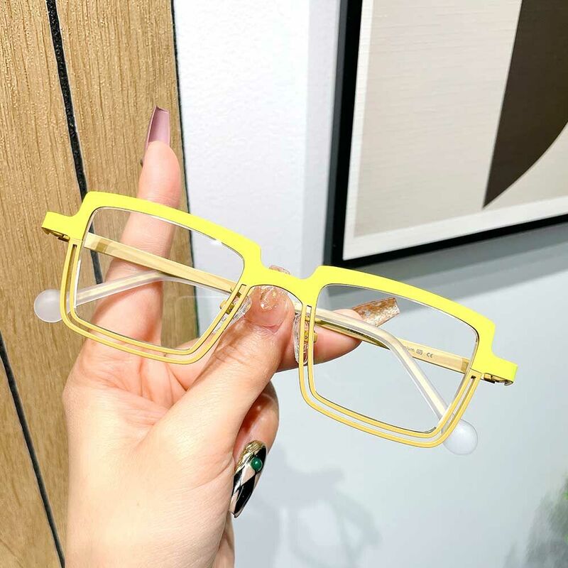 Taylor Rectangle Yellow Glasses