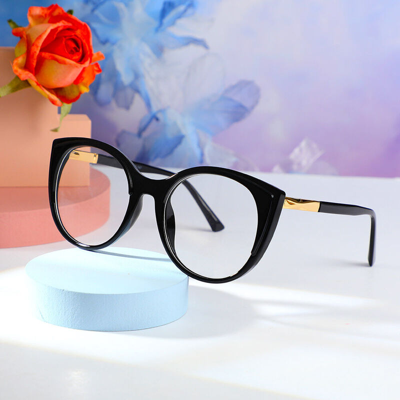 Leila Cat Eye Black Glasses