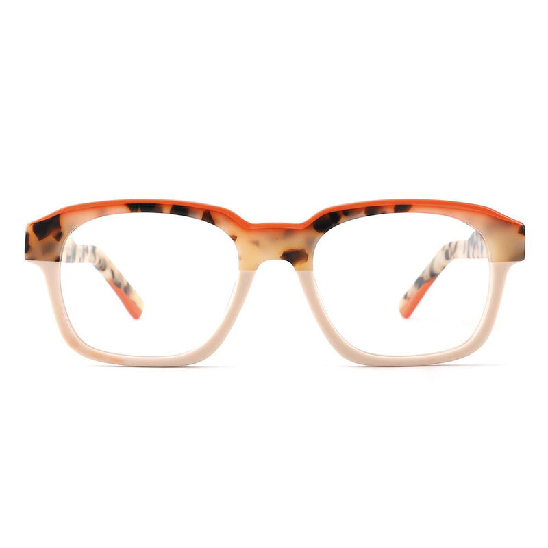 Helena Rectangle Orange Glasses