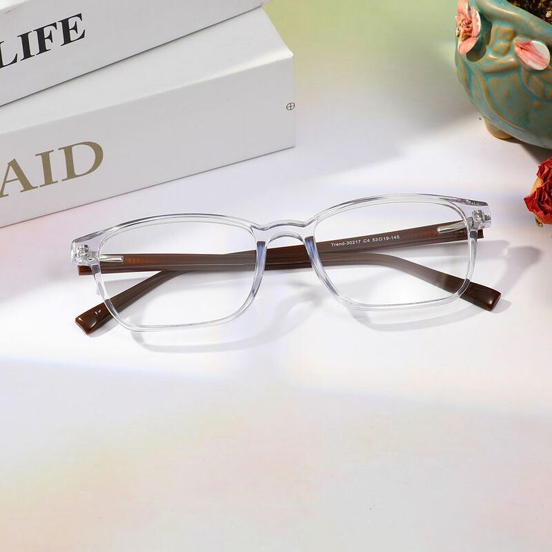 Beard Rectangle Clear Glasses