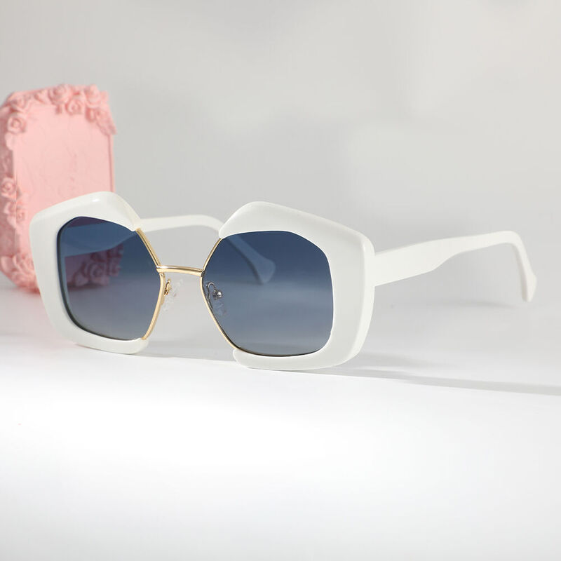Cicely Geometric White Sunglasses