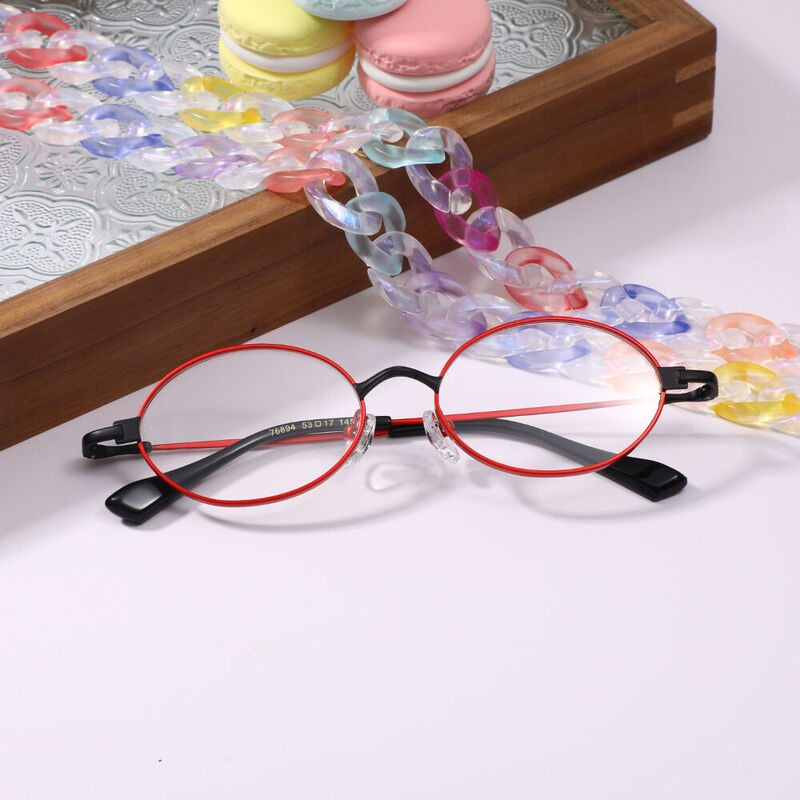 Clife Oval Red Glasses