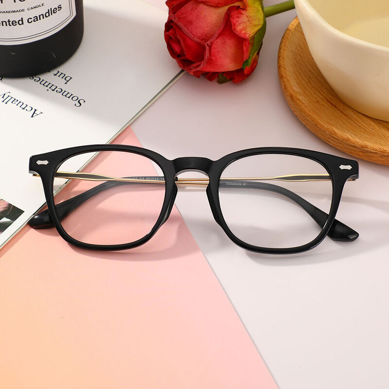 Pepys Square Black Glasses