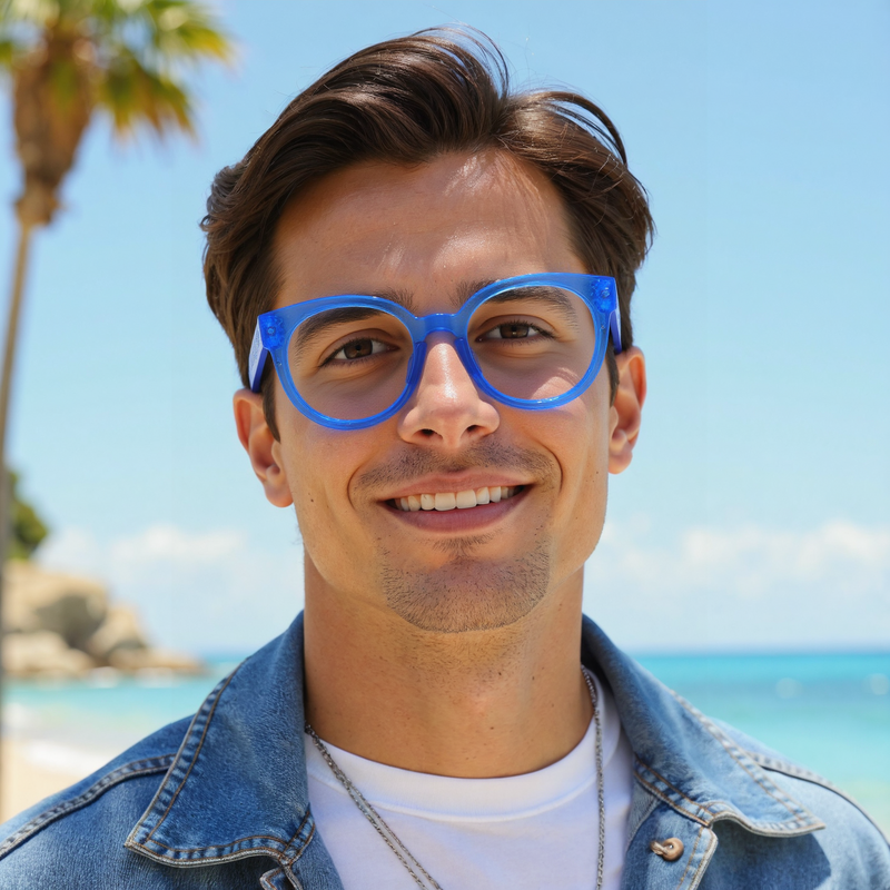 Haley Round Blue Glasses