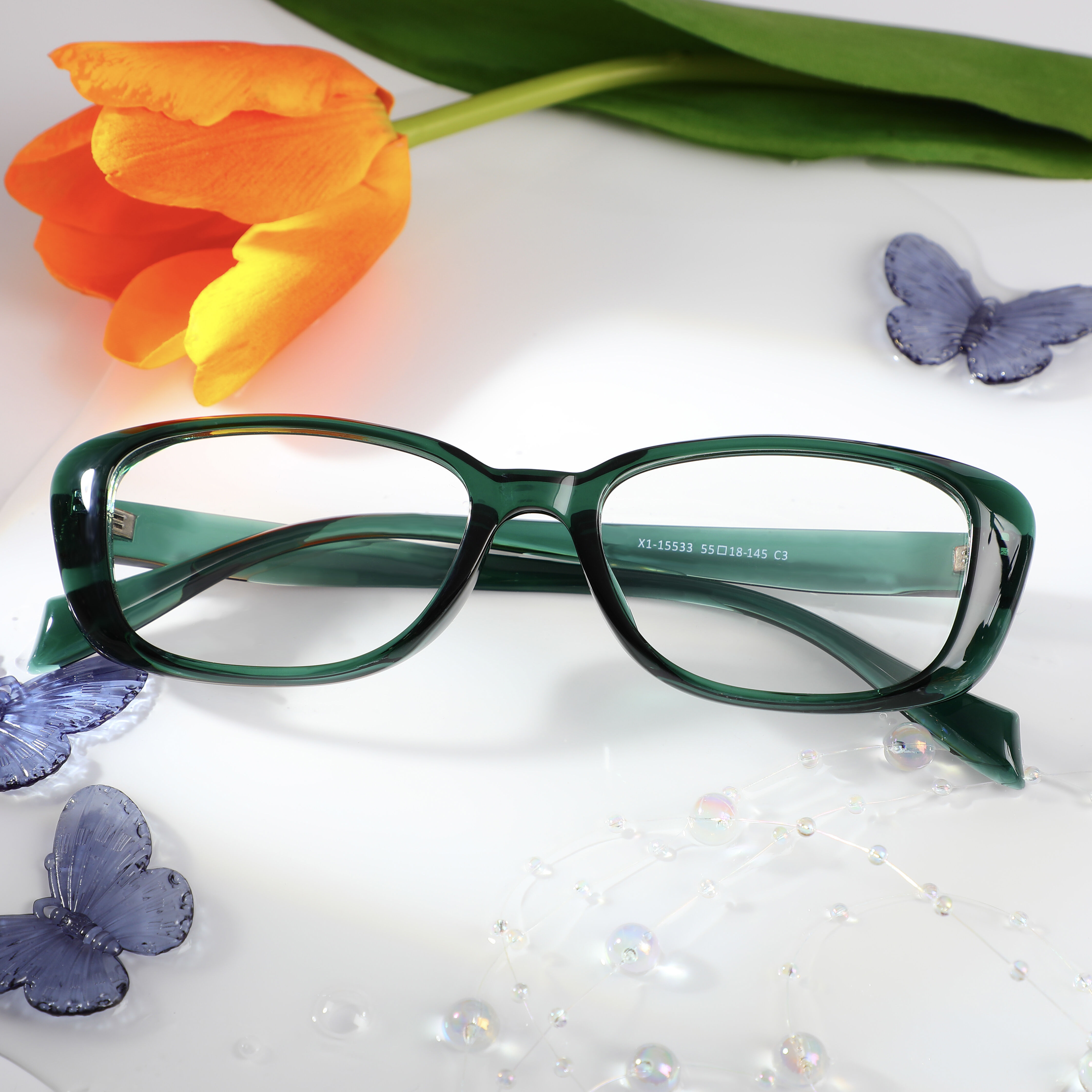 Moira Rechteckige Grüne Brille