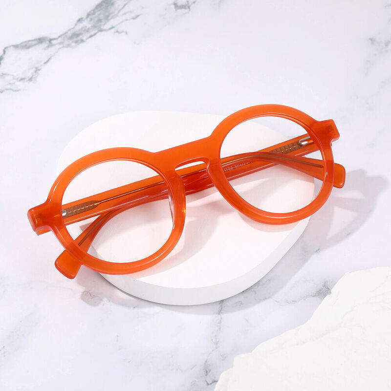 Choco Round Orange Glasses