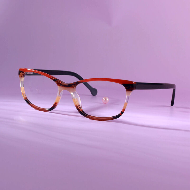 Hermosa Rectangle Orange Multicolored Glasses