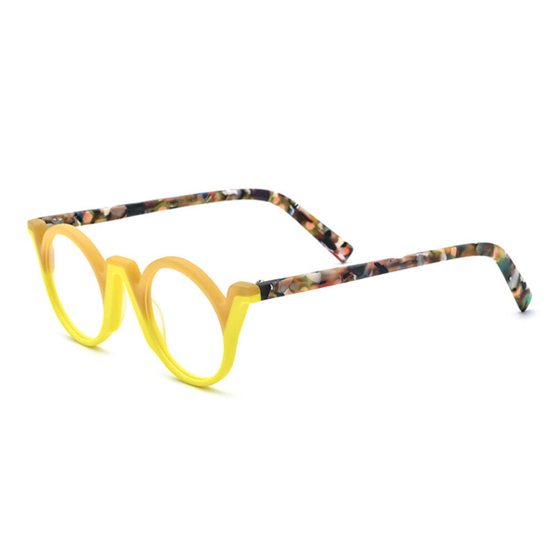 Arlene Round Yellow Glasses