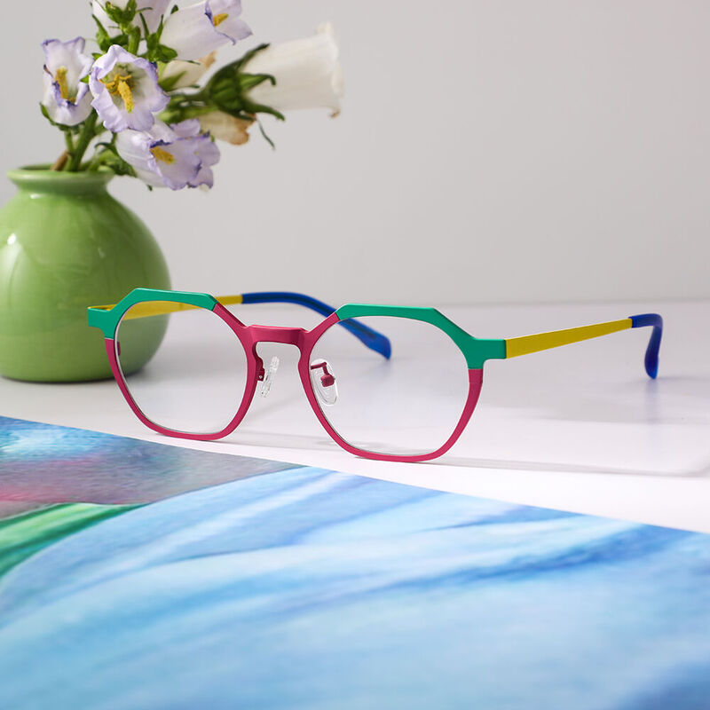 Justie Geometric Red Glasses