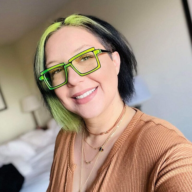 Flossie Square Green Glasses