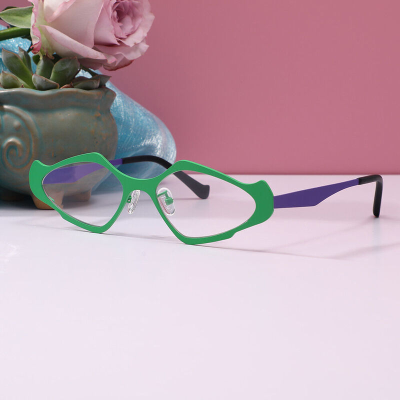 Claro Geometric Green Glasses