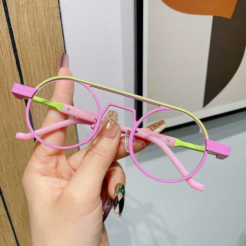 Harrima Aviator Pink Glasses
