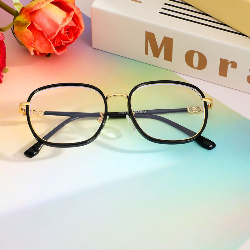 Hulda Square Black Gold Glasses