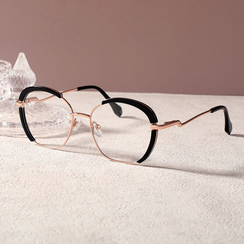 Alyssa Geometric Black Glasses