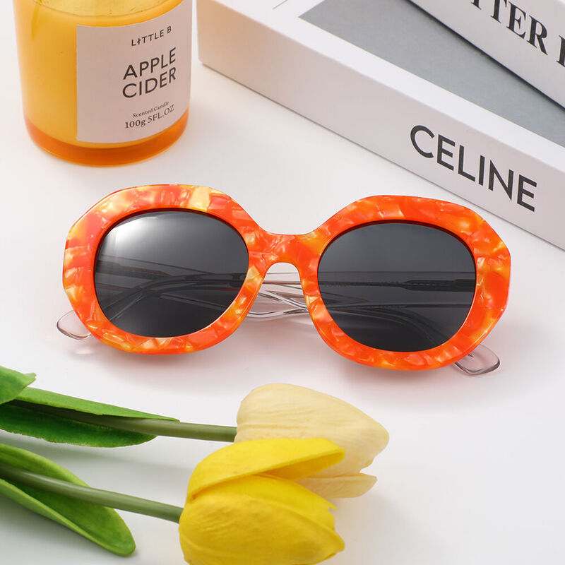 Seahigh Round Orange Sunglasses