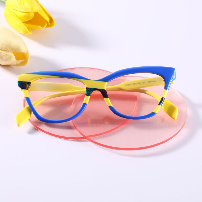 Lekka Cat Eye Blue Yellow Glasses