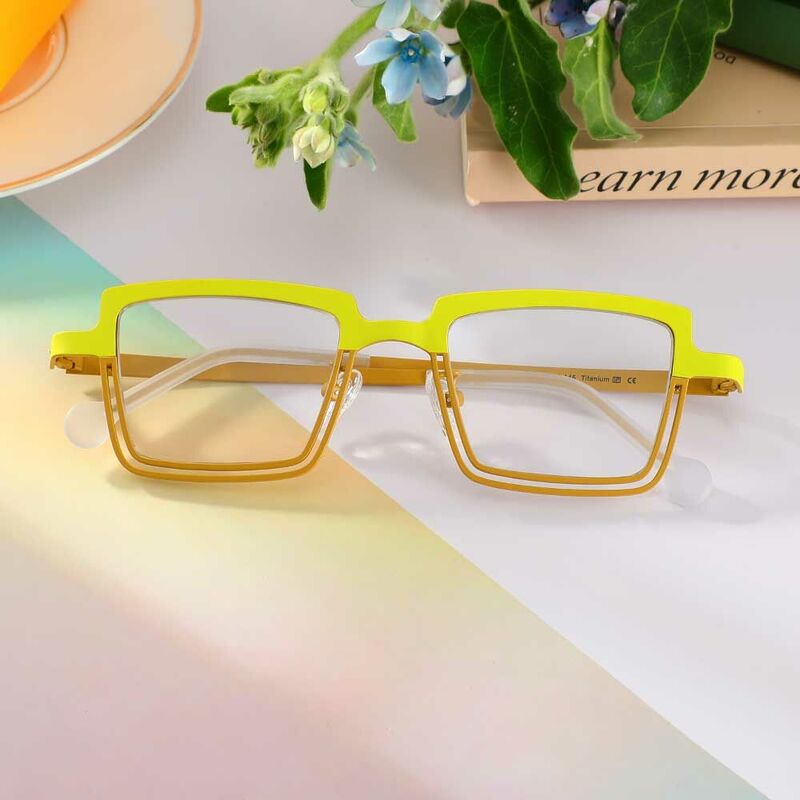 Taylor Rectangle Yellow Glasses