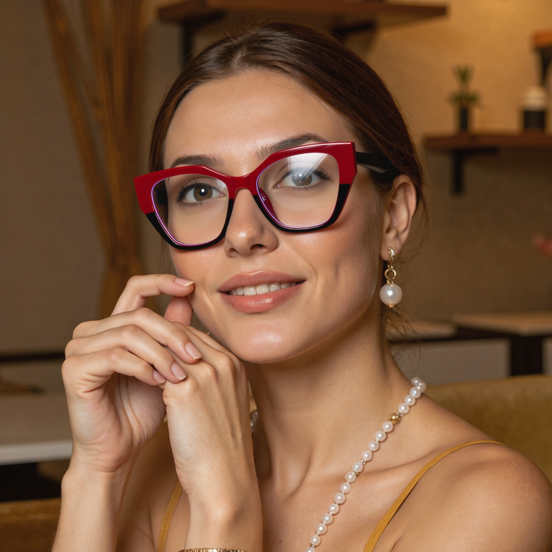 Rita Cat Eye Red Black Glasses