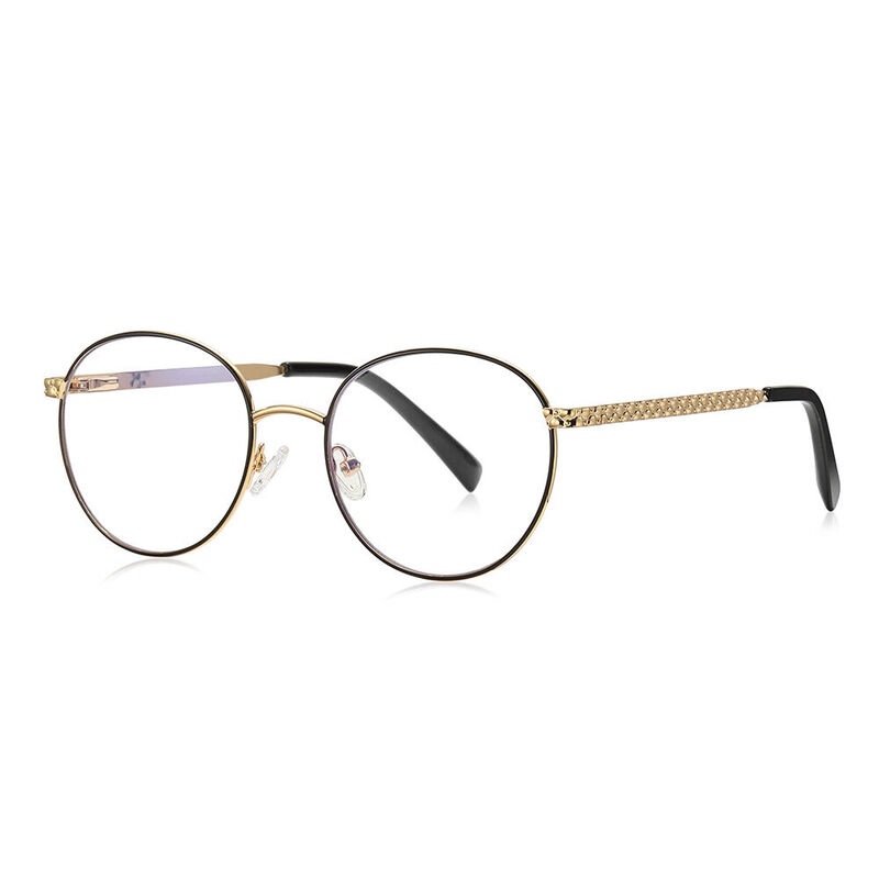 Clariss Runde Schwarze Goldeneene Brille