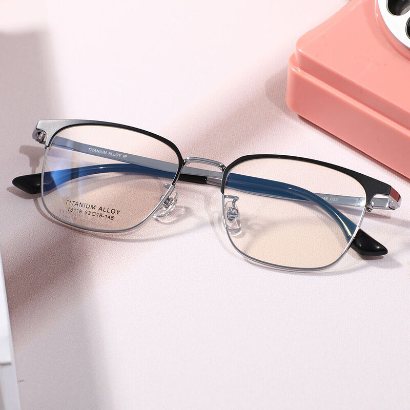Roseme Browline Black Silver Glasses