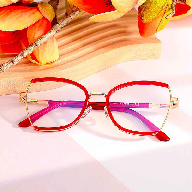Novia Cat Eye Red Glasses