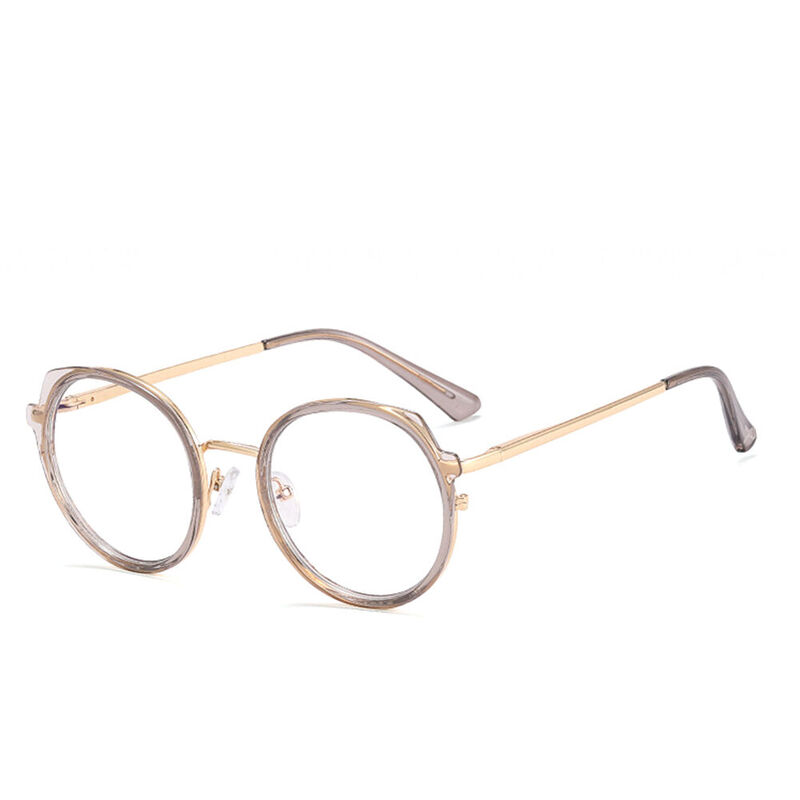 Abelina  Round Gray Clear Glasses