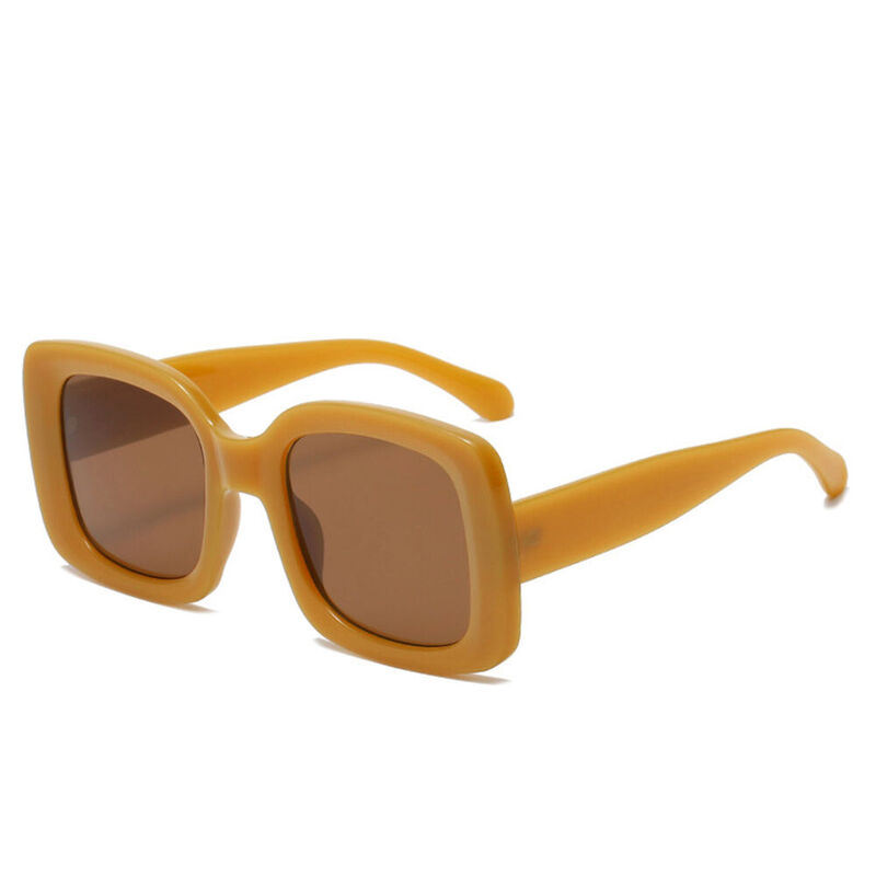 Queena Square Yellow Sunglasses