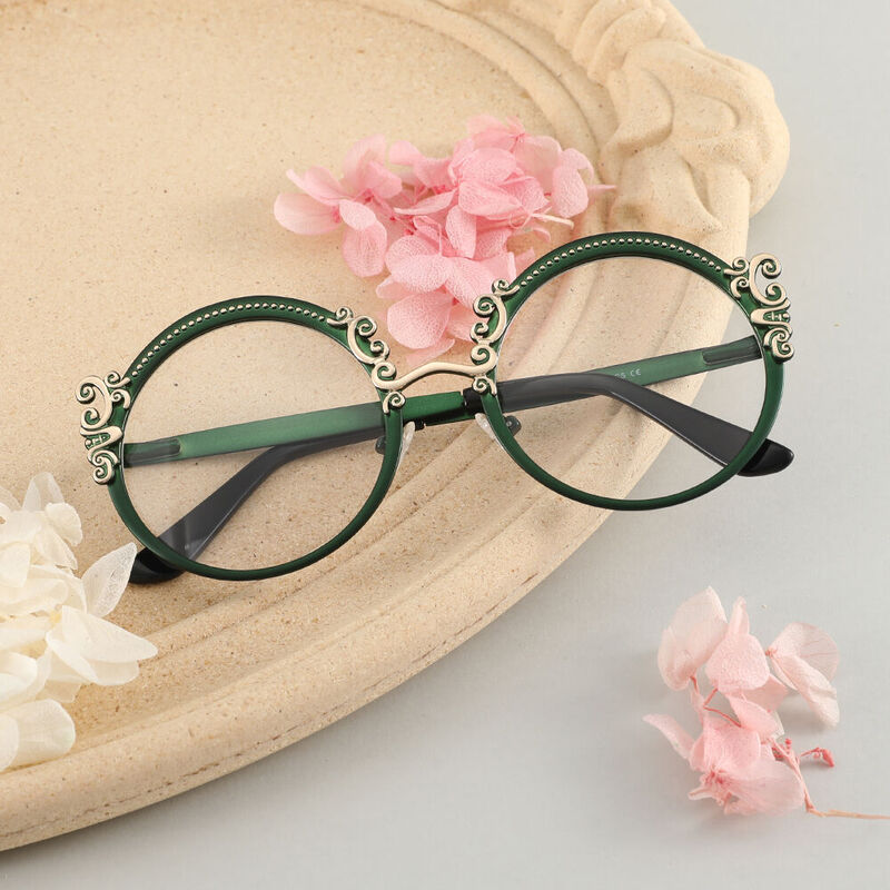 Juliana Round Green Glasses