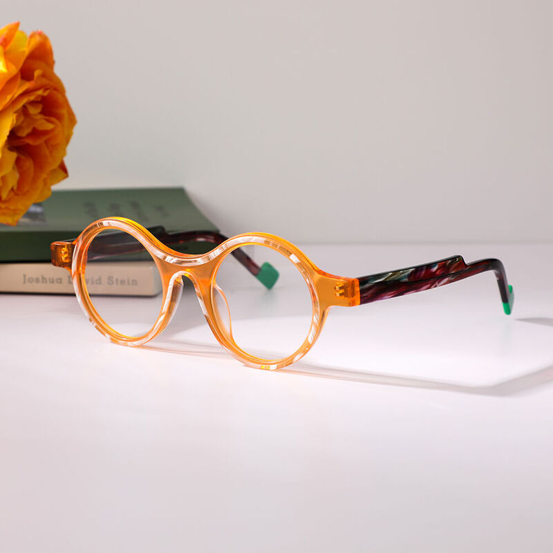 Loula Round Orange Glasses