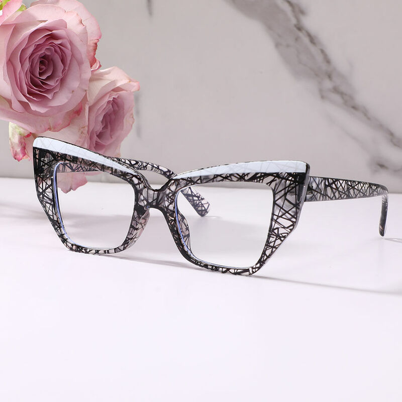 Dunao Cat Eye Black Clear Glasses
