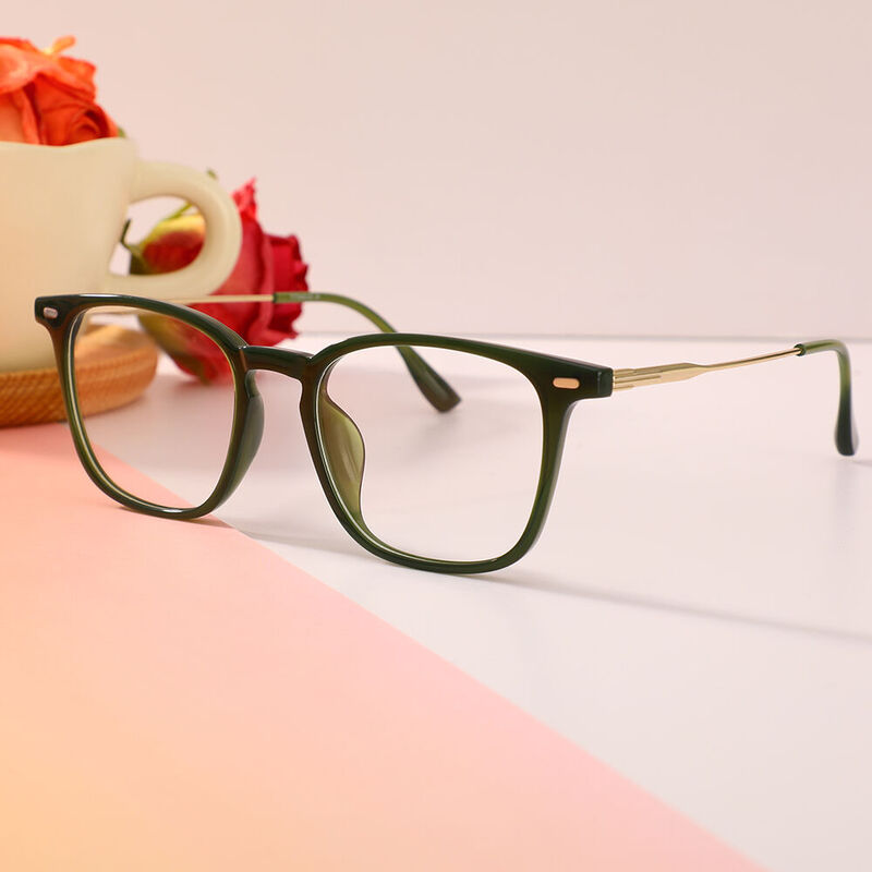 Philip Square Green Glasses