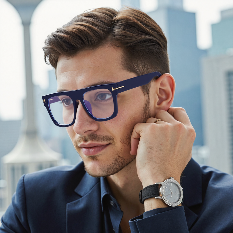 Vibrant Quadratische Blaue Brille