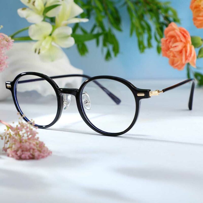 Martina Round Black Glasses