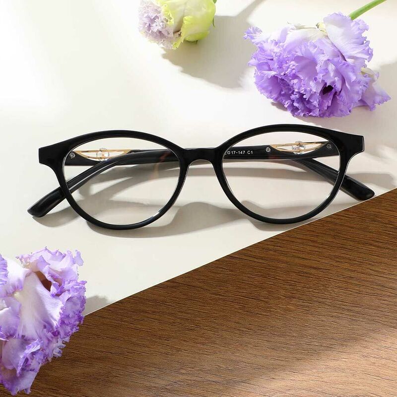 Charley Ovale Schwarze Brille