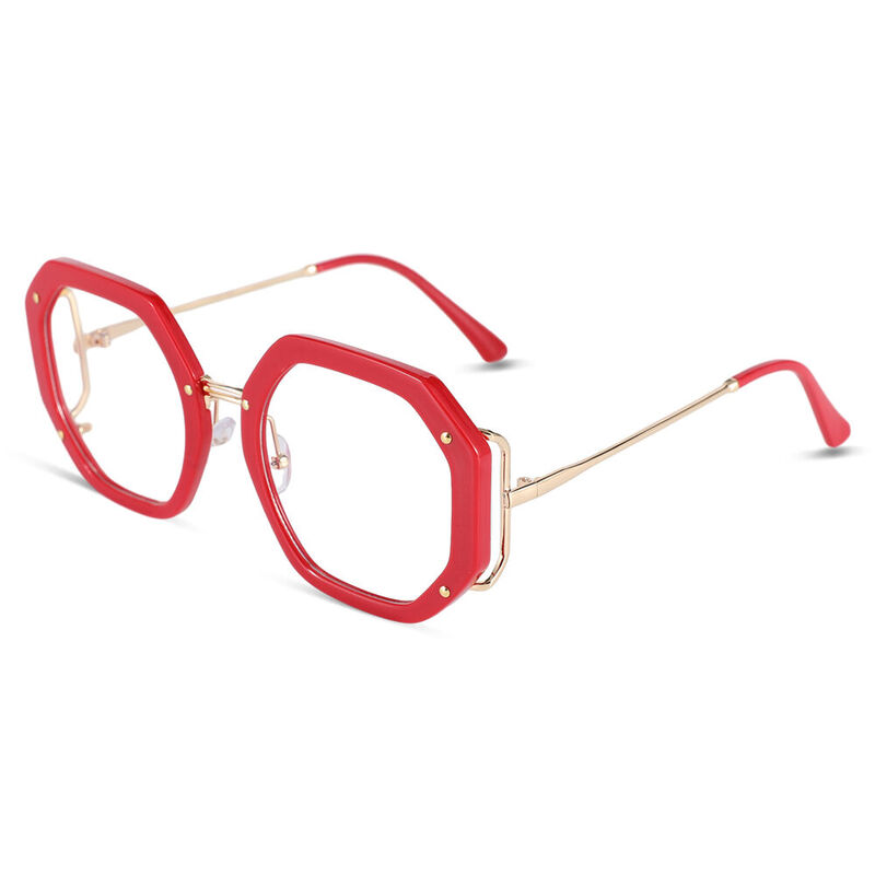 Megre Geometric Red Glasses